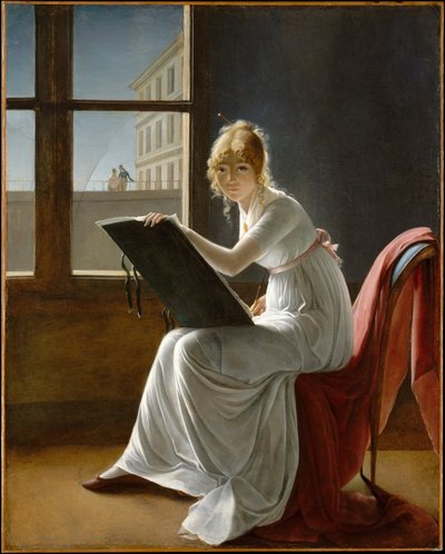 Retrato, de, um, mulher jovem, desenho de Marie Denise Villers